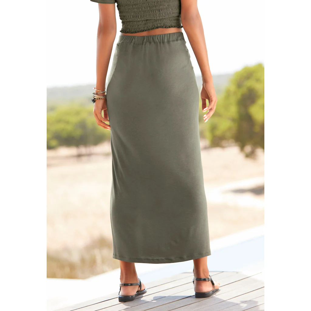 Buffalo Midirock Mit Schlitz Und Zierknopfleiste Elastischer Jerseyrock Strandrock