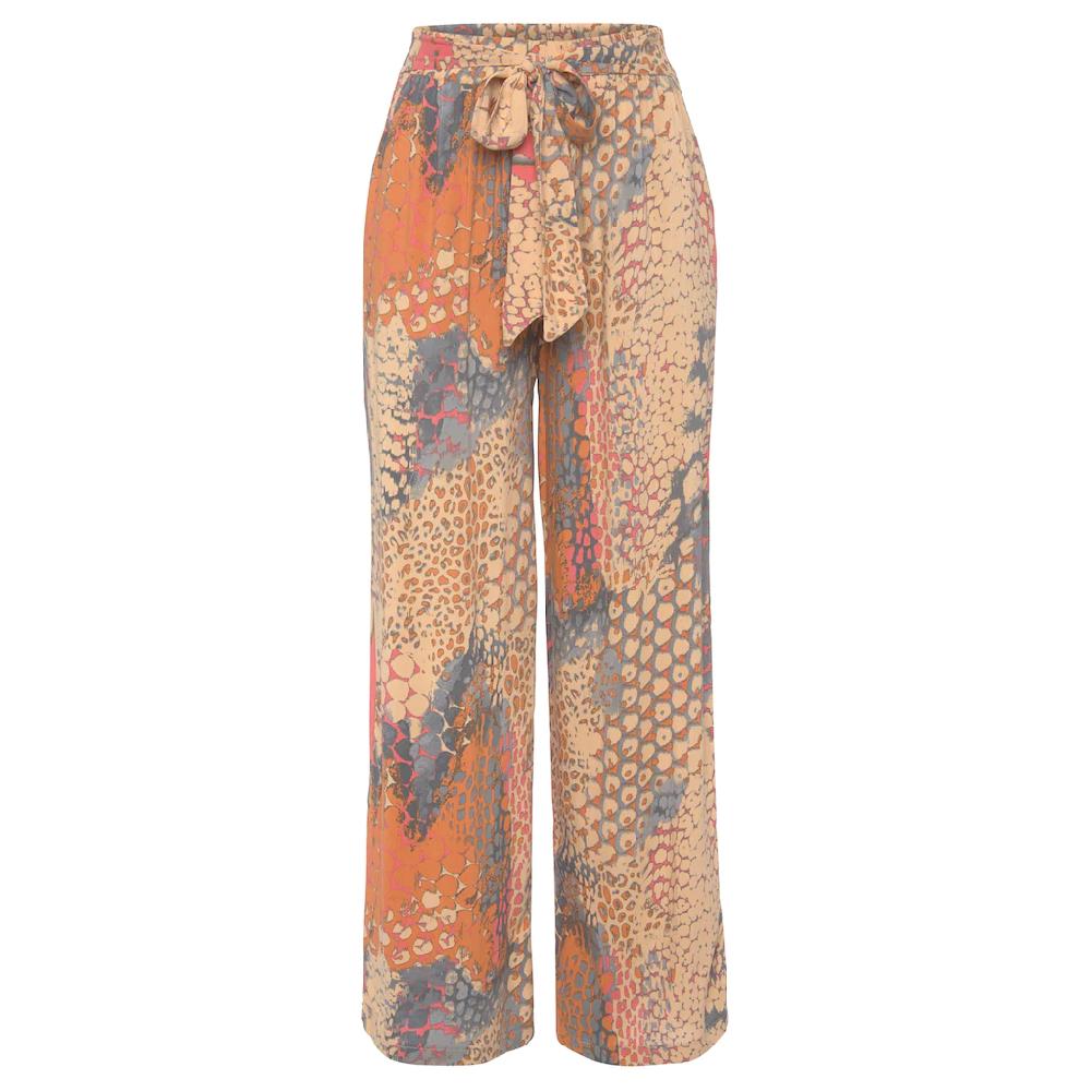 Buffalo Palazzohose (mit Bindegürtel) Mit Animalprint Und Elastischem Bund Schlupfhose Stoffhose