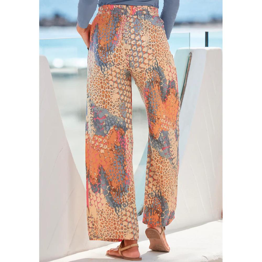 Buffalo Palazzohose (mit Bindegürtel) Mit Animalprint Und Elastischem Bund Schlupfhose Stoffhose