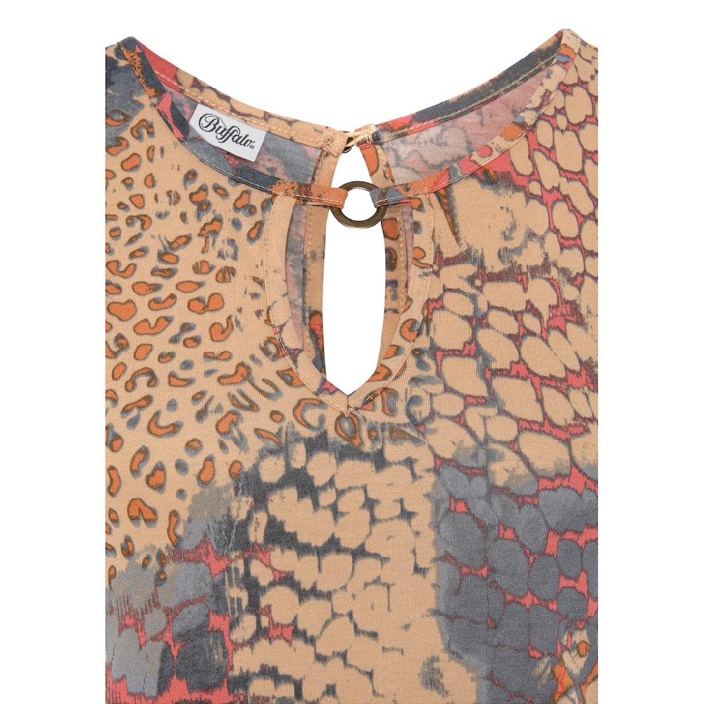 Buffalo Strandkleid Mit Animaldruck Kurzes Sommerkleid Mit Zieraccessoire