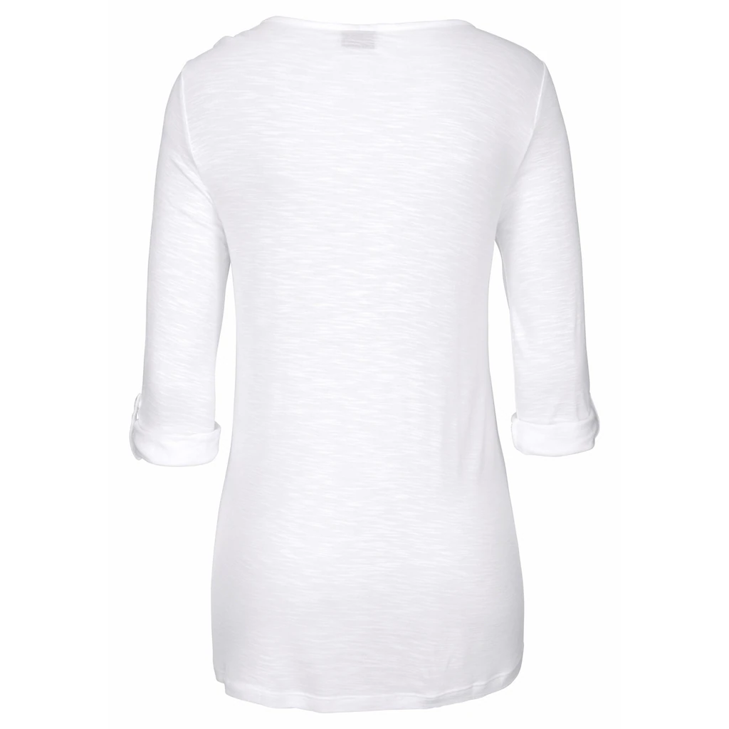 Buffalo Strandshirt Mit Stickerei Und Quasten Tunika 3/4-Arm Blusenshirt