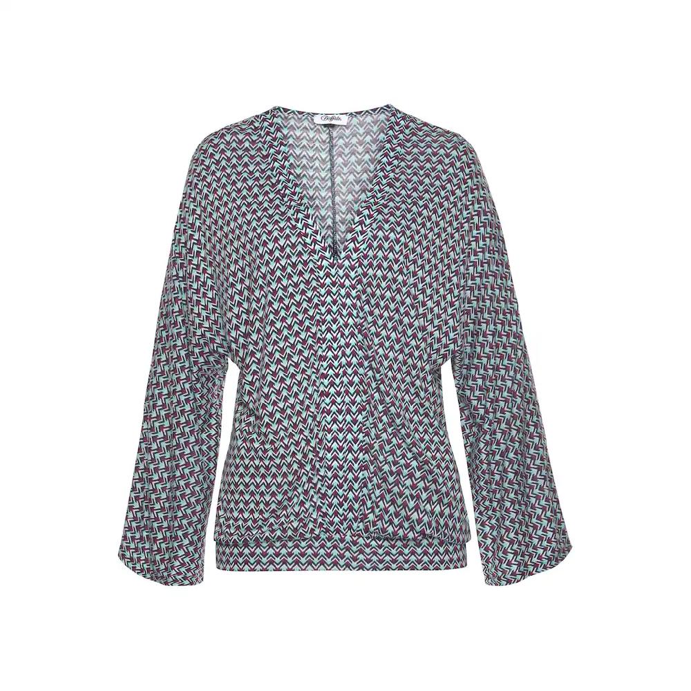 Buffalo Strandshirt V-Ausschnitt Und 3/4-Ärmeln Blusenshirt Casual-elegant