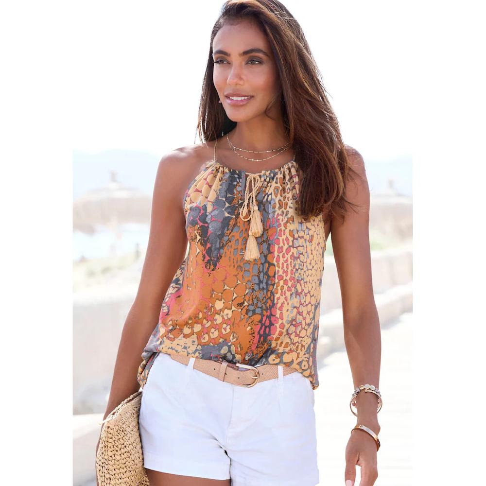 Buffalo Strandtop mit Animalprint leichtes Blusentop figurbetont