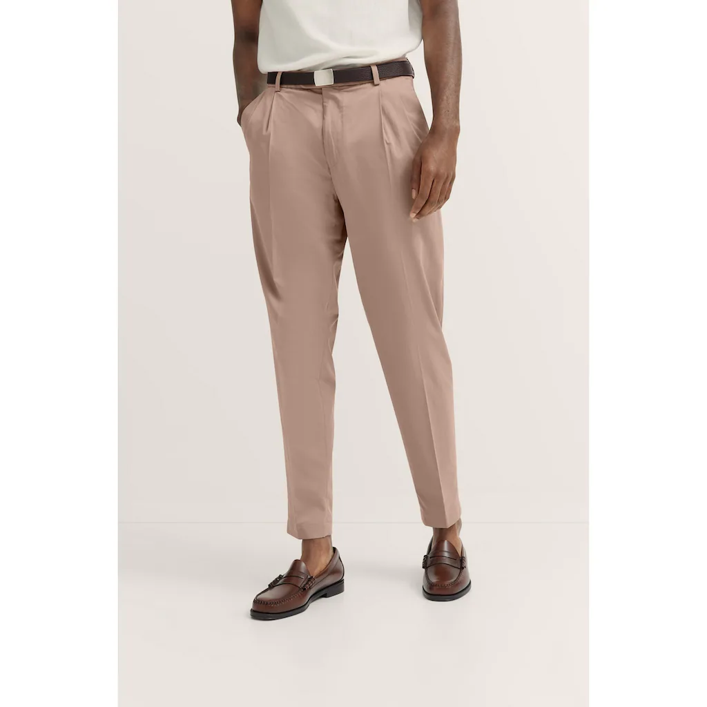bugatti Bundfaltenhose mit Satin-Stretch