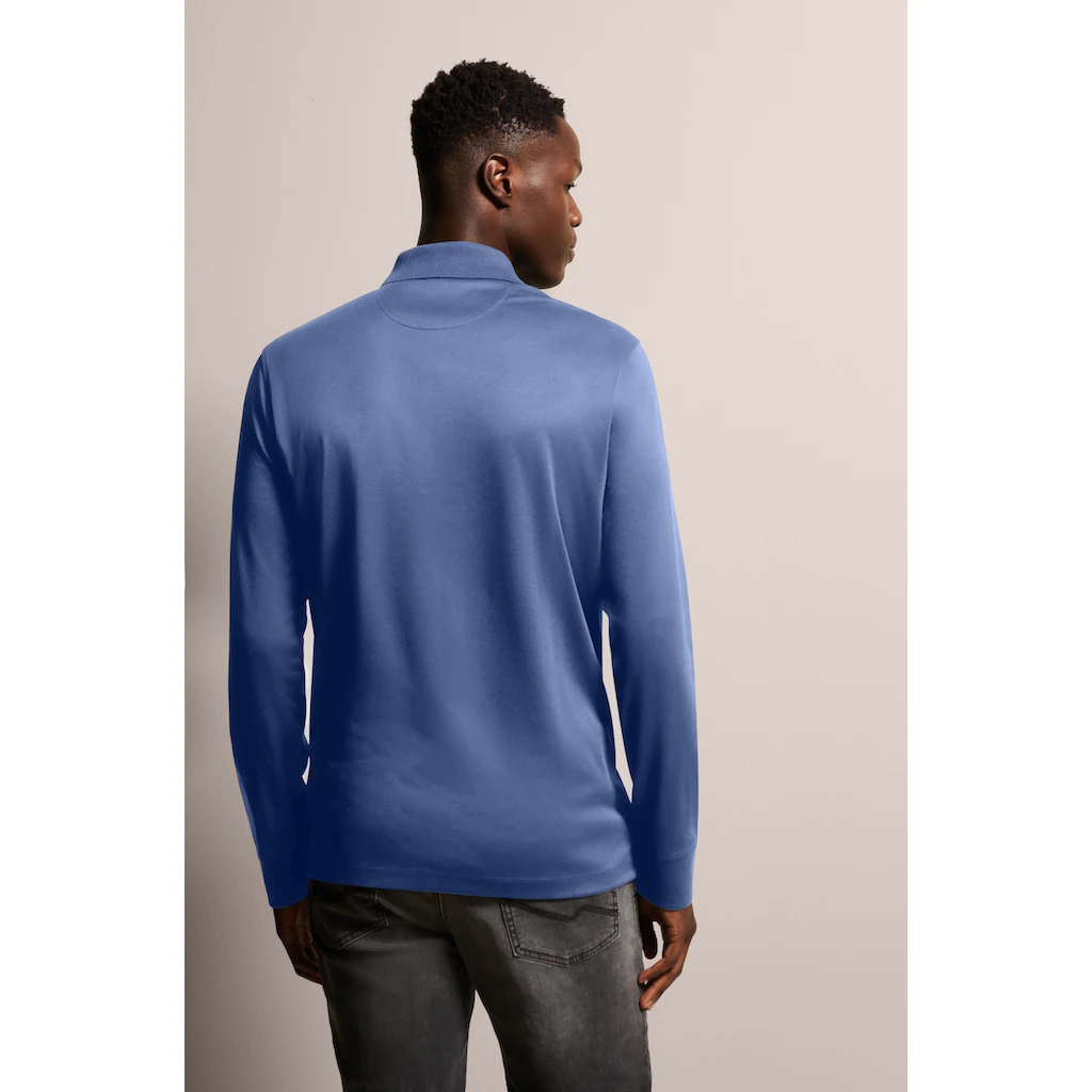 Bugatti Langarm-Poloshirt Mit Feiner Zweifarbiger Strukturoptik ▷ Kaufen