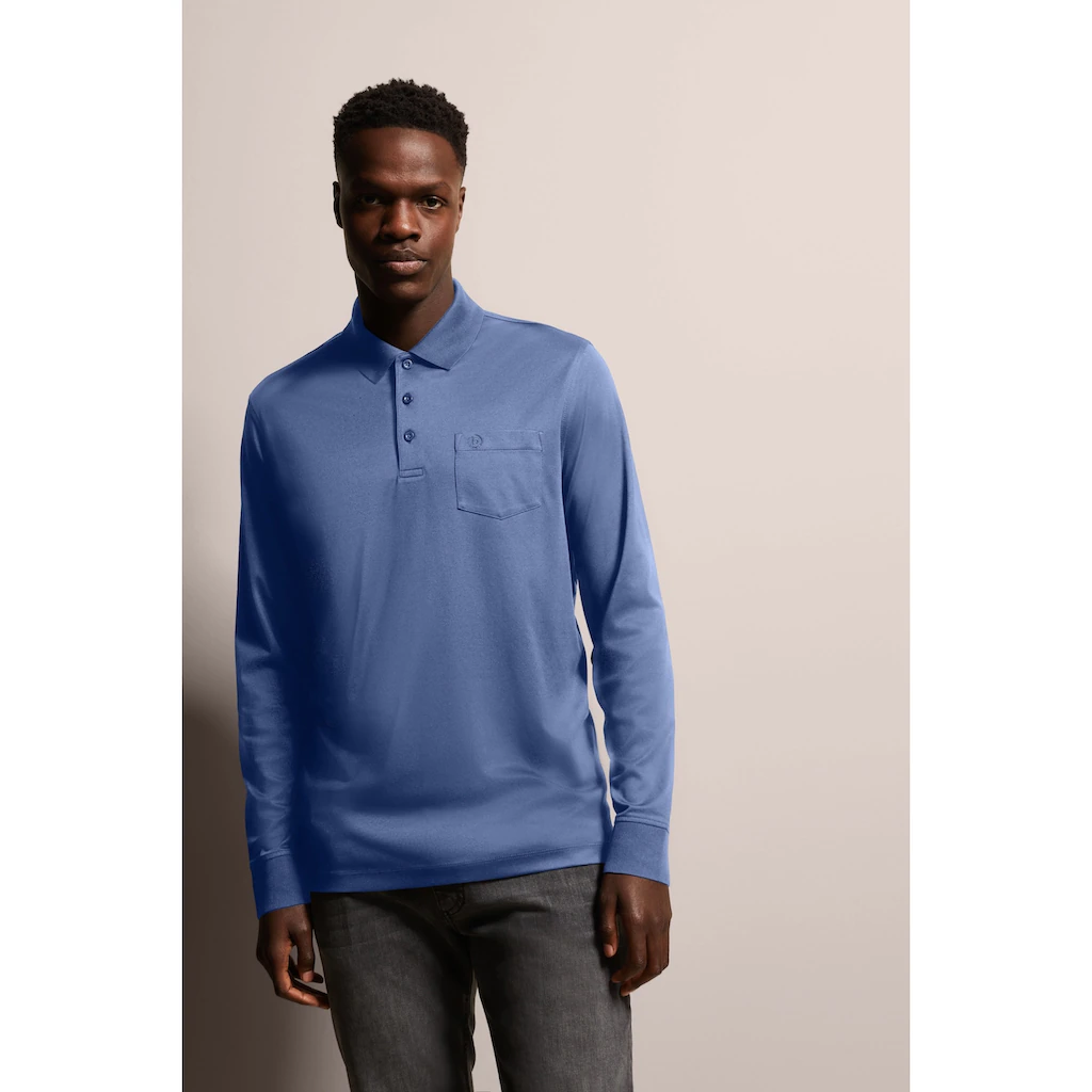 bugatti Langarm-Poloshirt mit feiner zweifarbiger Strukturoptik ▷ kaufen