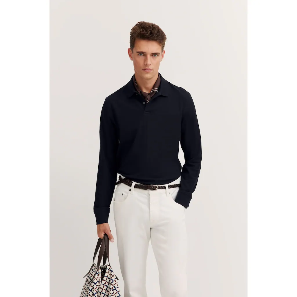 bugatti Langarm-Poloshirt mit langen Ärmeln ▷ kaufen