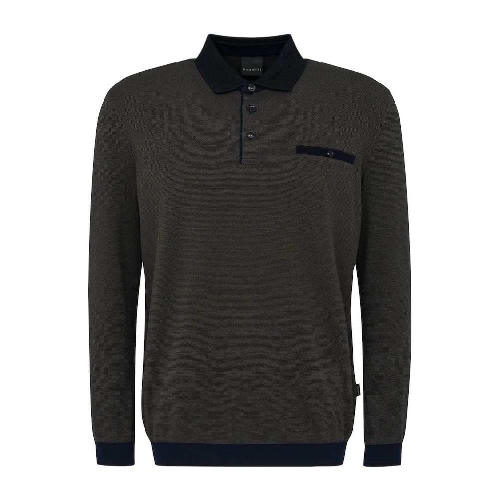 Bugatti Langarm-Poloshirt Mit Strukturkragen ▷ Bestellen