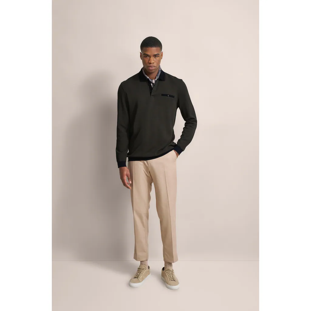 Bugatti Langarm-Poloshirt Mit Strukturkragen ▷ Bestellen