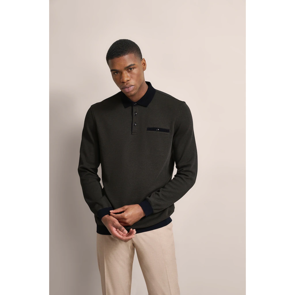 bugatti Langarm-Poloshirt mit Strukturkragen ▷ bestellen