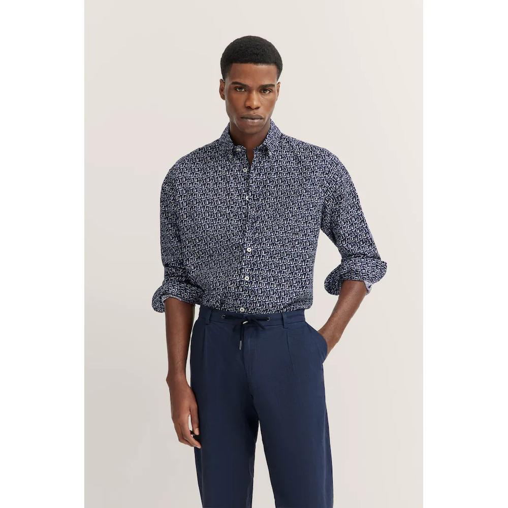 bugatti Langarmhemd mit Button-Down-Kragen