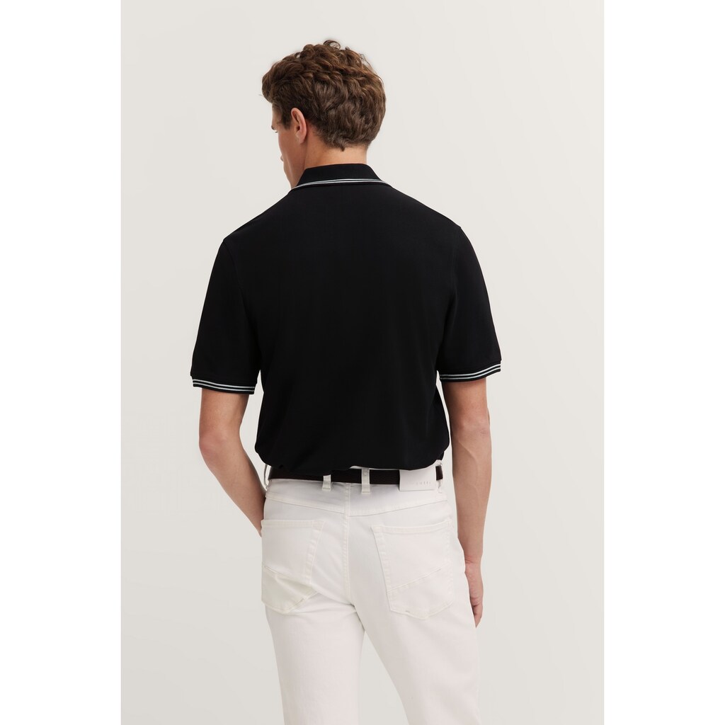 Bugatti Poloshirt Mit Kontraststreifen Und Bruststickerei