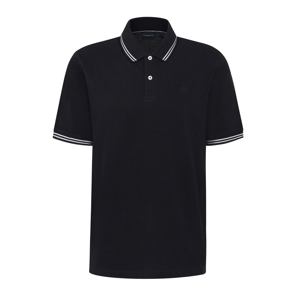 Bugatti Poloshirt Mit Kontraststreifen Und Bruststickerei