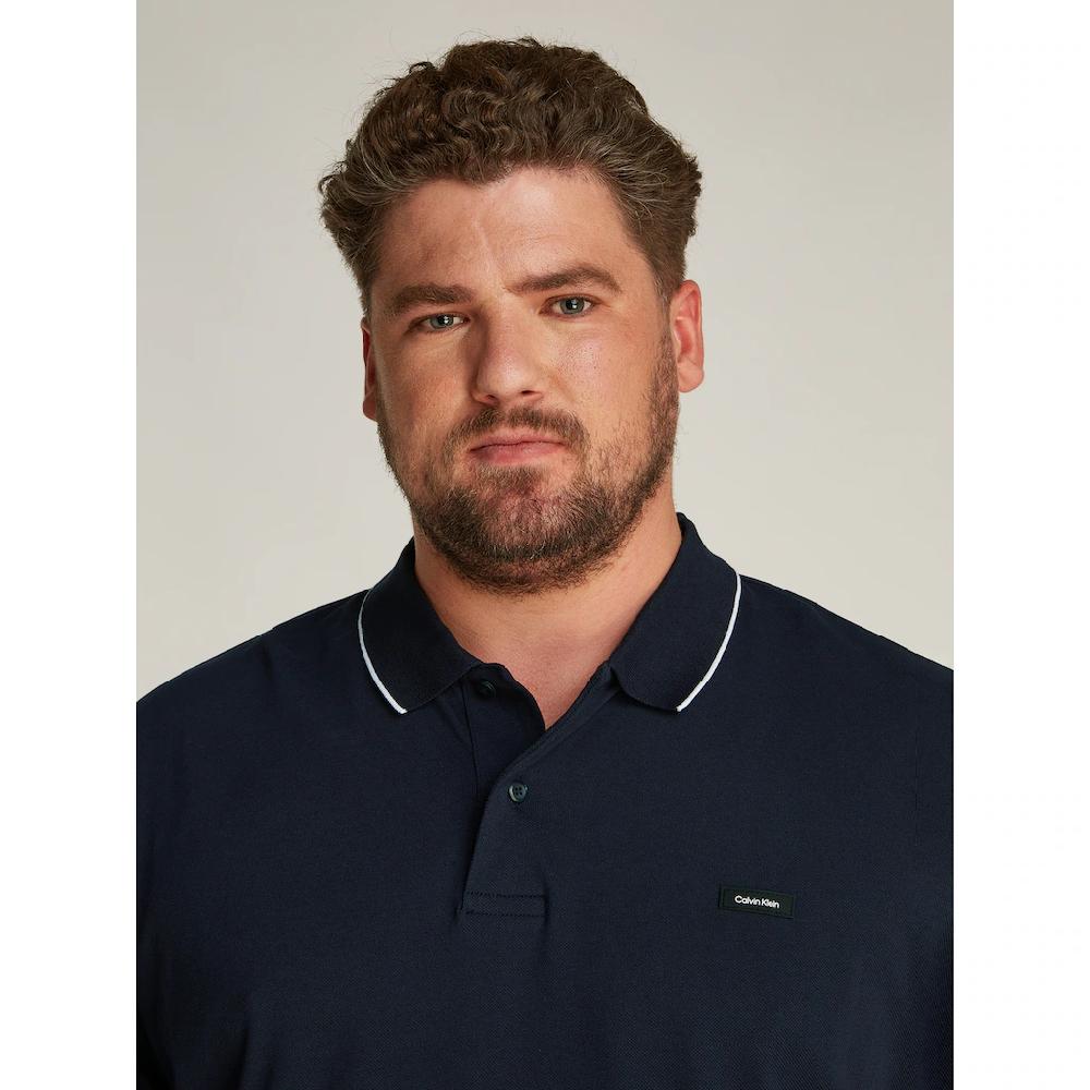 Calvin Klein Big&Tall Langarm-Poloshirt »BT_STRETCH PIQUE TIPPING LS POLO« In Großen Größen Mit Logopatch ▷ Bestellen