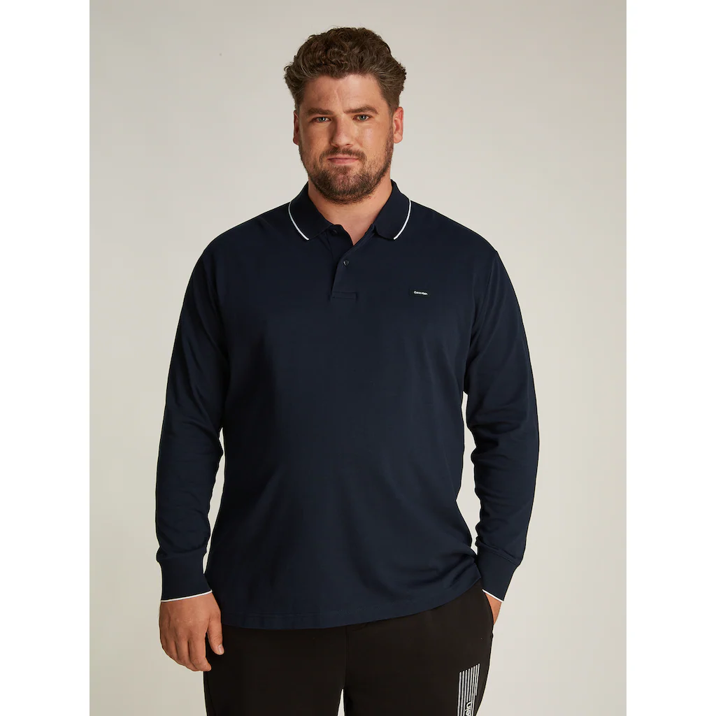Calvin Klein Big&Tall Langarm-Poloshirt »BT_STRETCH PIQUE TIPPING LS POLO« in großen Größen mit Logopatch ▷ bestellen