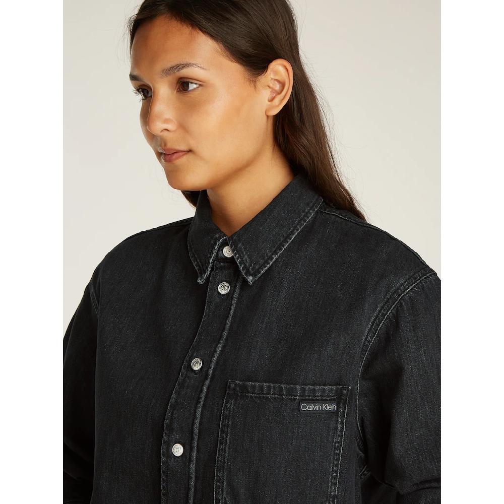Calvin Klein Jeans Jeansbluse »CROPPED DAD DENIM SHIRT« In Schwarzer Waschung