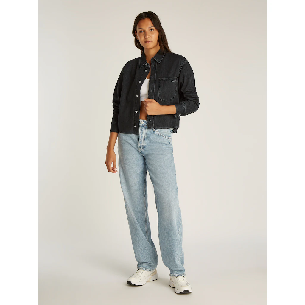 Calvin Klein Jeans Jeansbluse »CROPPED DAD DENIM SHIRT« In Schwarzer Waschung