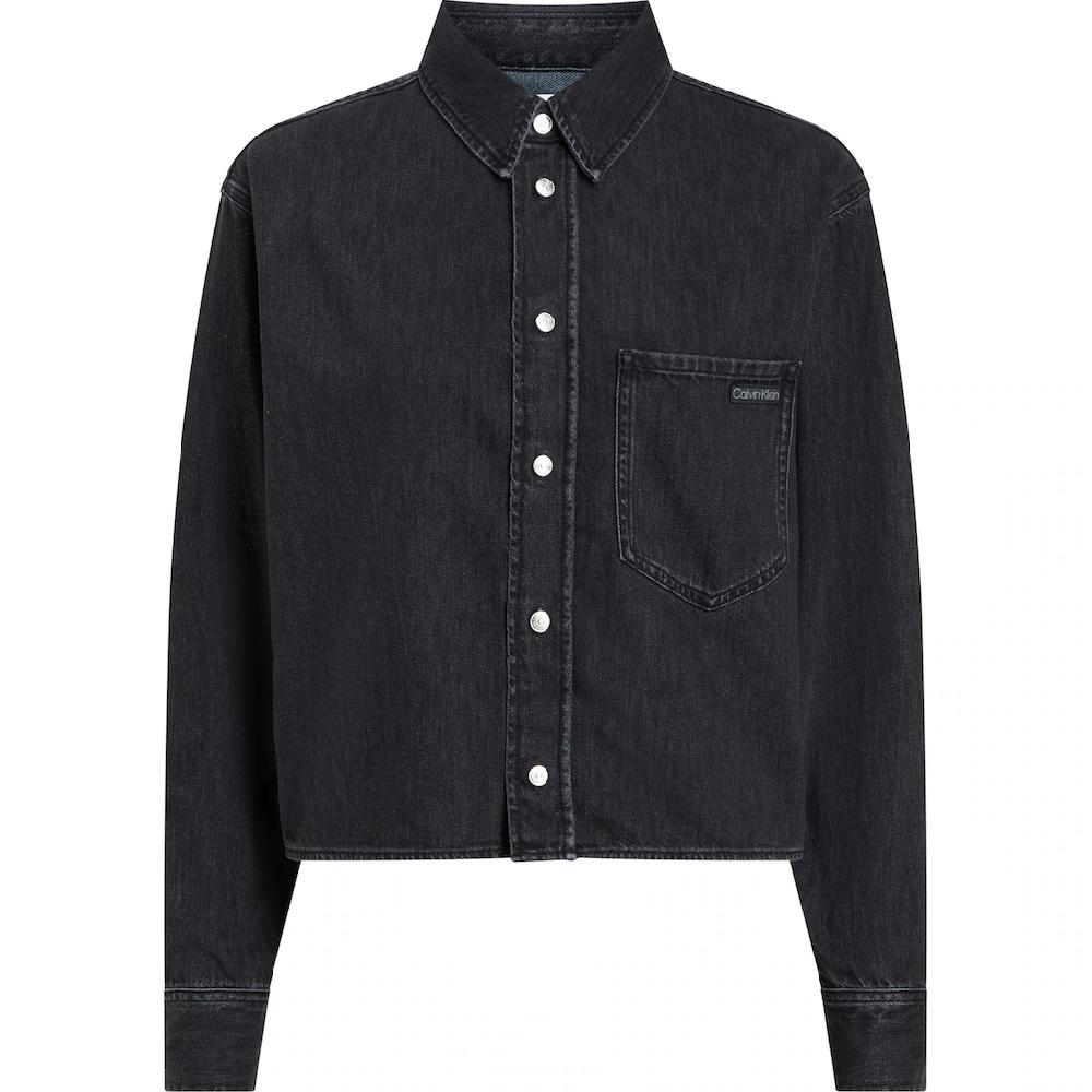 Calvin Klein Jeans Jeansbluse »CROPPED DAD DENIM SHIRT« In Schwarzer Waschung
