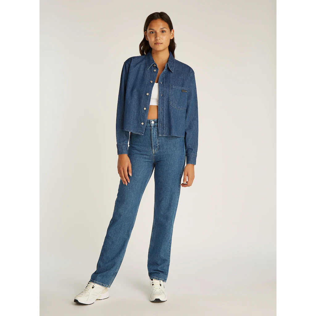 Calvin Klein Jeans Jeansbluse »CROPPED DAD DENIM SHIRT« In Blauer Waschung