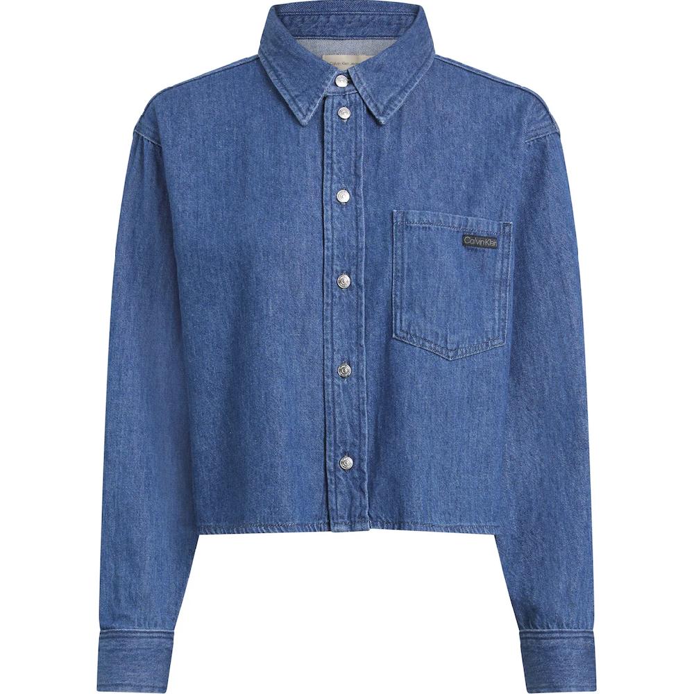 Calvin Klein Jeans Jeansbluse »CROPPED DAD DENIM SHIRT« In Blauer Waschung