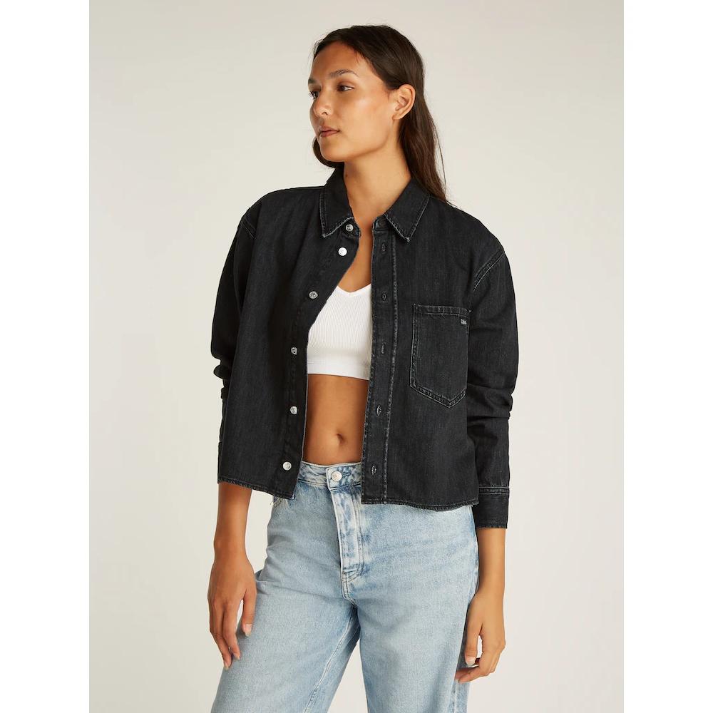 Calvin Klein Jeans Jeansbluse »CROPPED DAD DENIM SHIRT« in schwarzer Waschung
