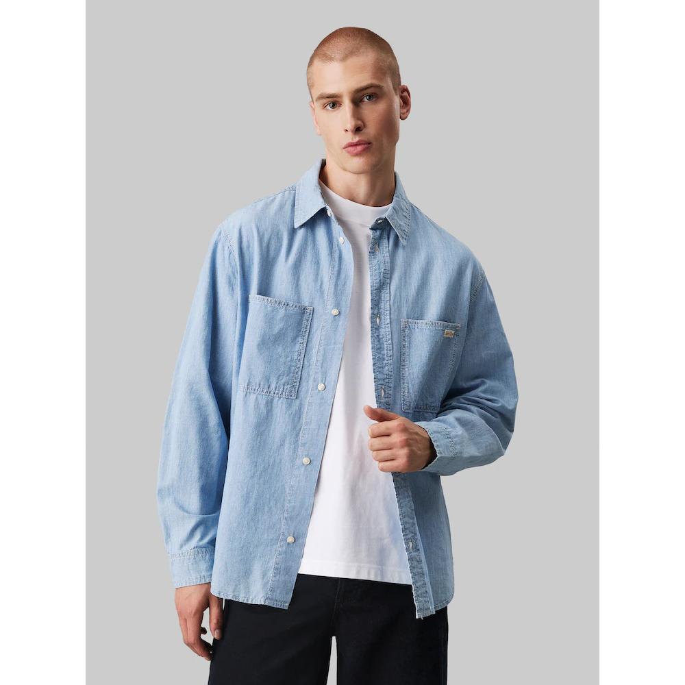 Calvin Klein Jeans Jeanshemd »EASY CHAMBRAY SHIRT« Logodruck Brusttaschen