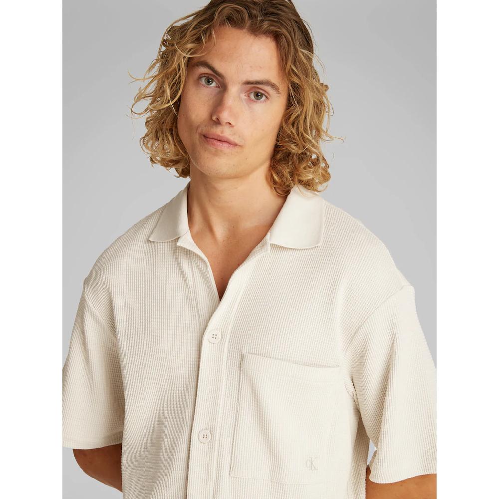 Calvin Klein Jeans Kurzarmhemd »CHUNKY WAFFLE SS HWK OVERSHIRT« In Waffeloptik
