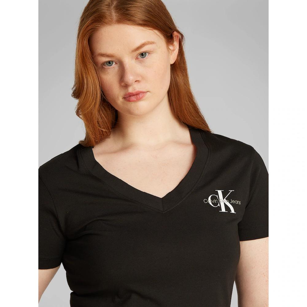 Calvin Klein Jeans Plus T-Shirt »PLUS 2-PACK MONOLOGO V-NECK TEE« (Packung 2 Tlg. 2) In Großen Größen Mit Logo-Print