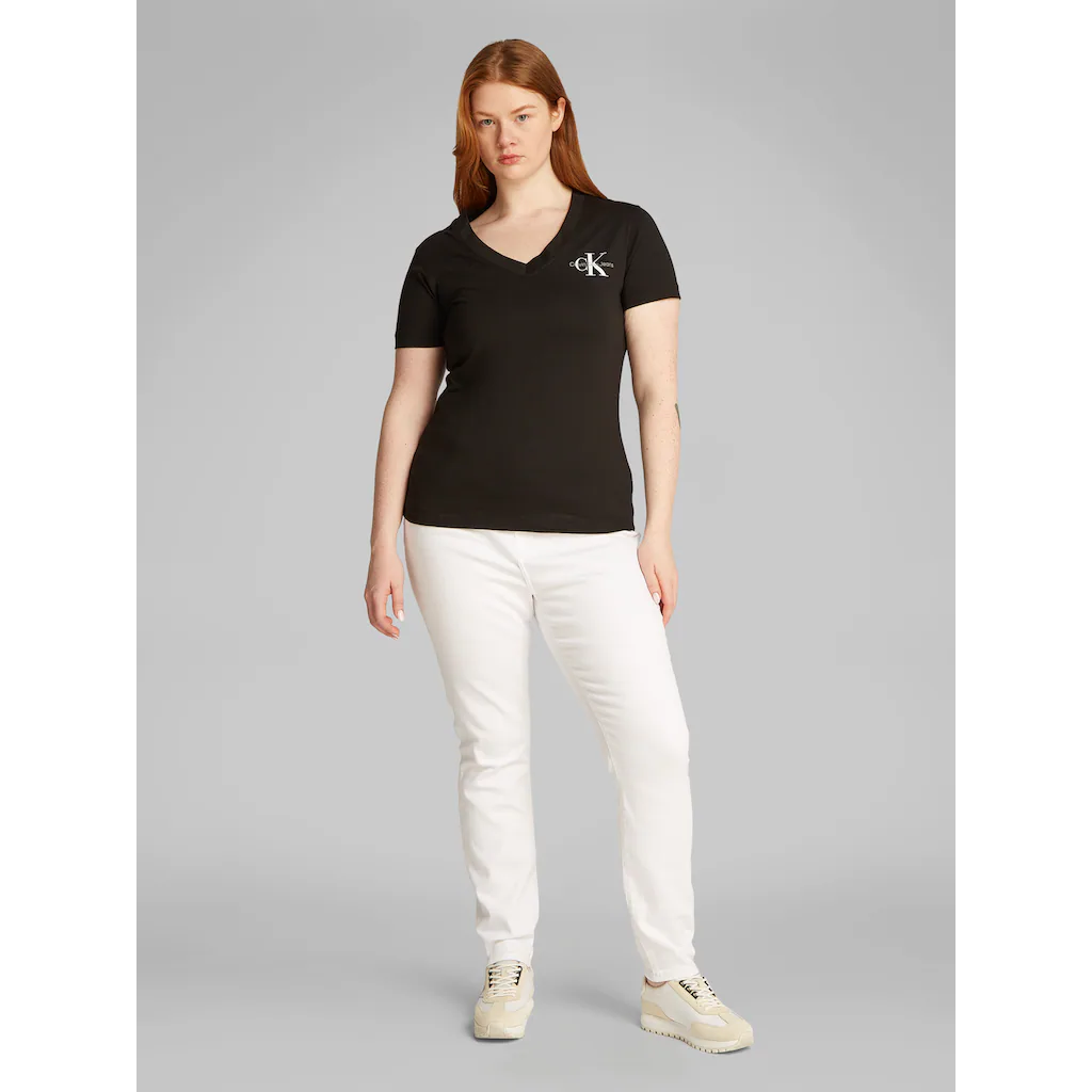 Calvin Klein Jeans Plus T-Shirt »PLUS 2-PACK MONOLOGO V-NECK TEE« (Packung 2 Tlg. 2) In Großen Größen Mit Logo-Print