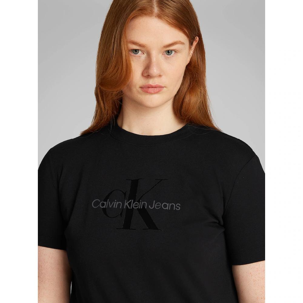 Calvin Klein Jeans Plus T-Shirt »PLUS GLOSSY MONOLOGO REGULAR TEE« Mit Glänzendem Druck In Großen Größen