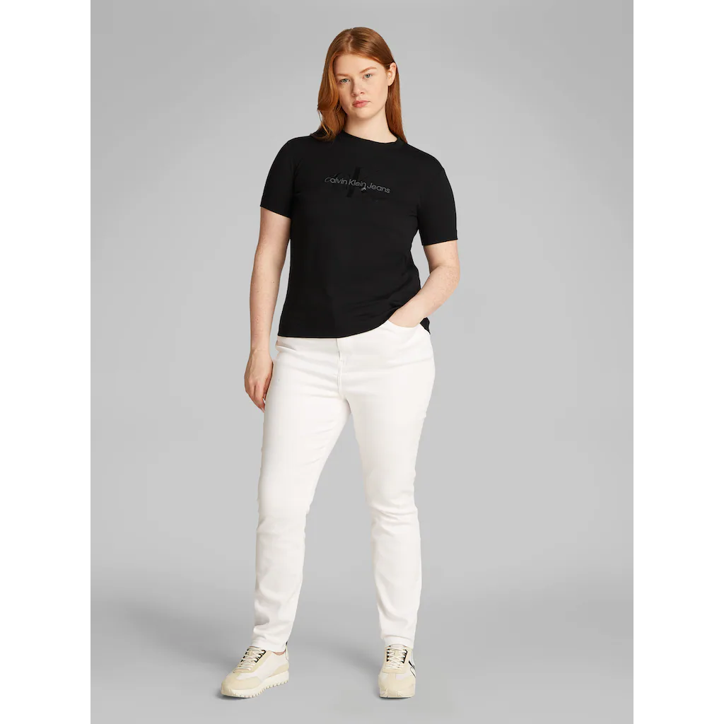 Calvin Klein Jeans Plus T-Shirt »PLUS GLOSSY MONOLOGO REGULAR TEE« Mit Glänzendem Druck In Großen Größen