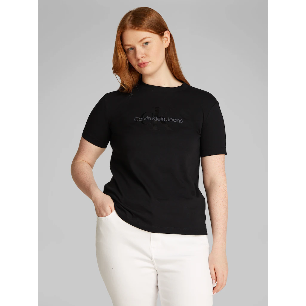 Calvin Klein Jeans Plus T-Shirt »PLUS GLOSSY MONOLOGO REGULAR TEE« mit glänzendem Druck in großen Größen