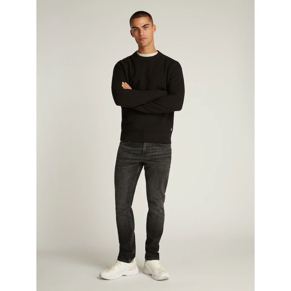 Calvin Klein Jeans Rundhalspullover »CASUAL TEXTURE SWEATER« Logostickerei Rundhals ▷ Kaufen