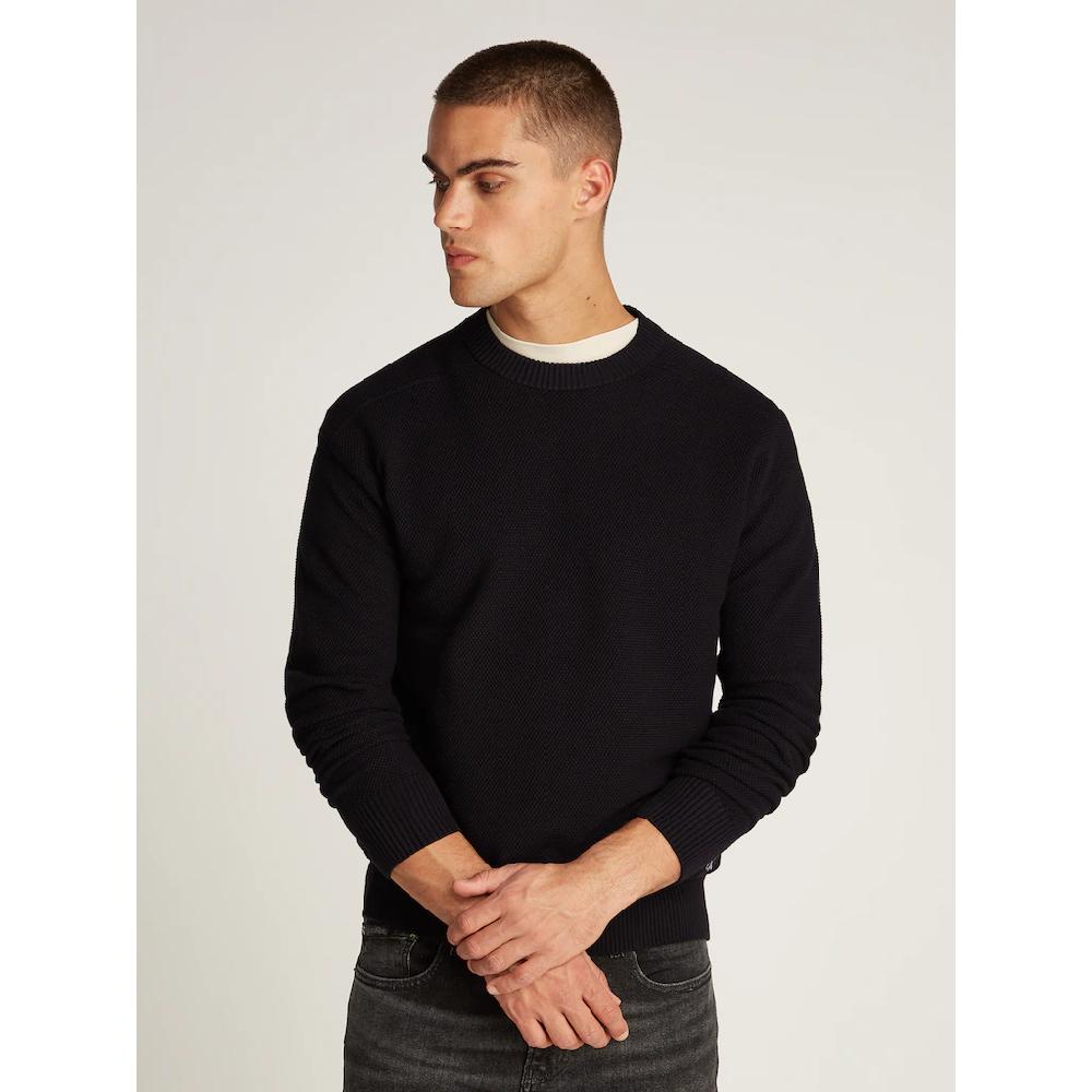 Calvin Klein Jeans Rundhalspullover »CASUAL TEXTURE SWEATER« Logostickerei Rundhals ▷ kaufen