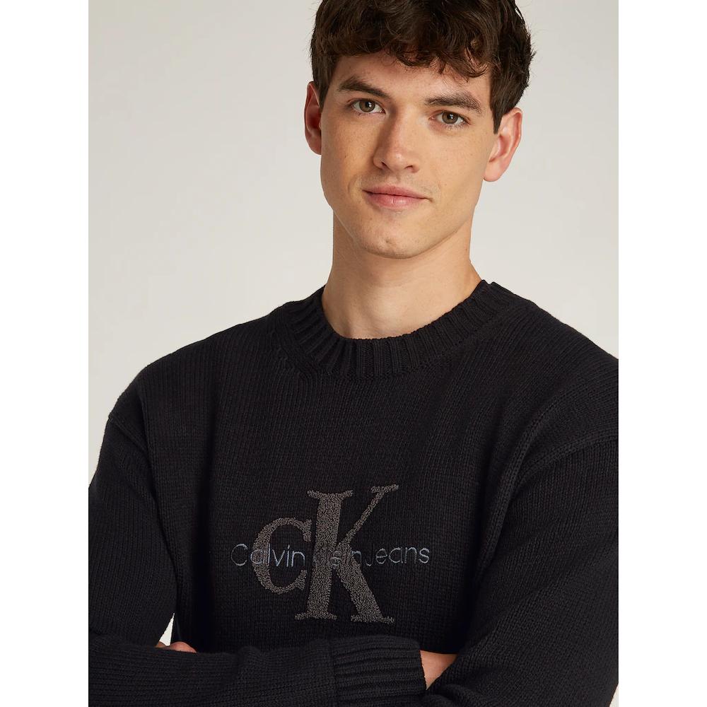 Calvin Klein Jeans Rundhalspullover »CHENILLE MONOLOGO SWEATER« Mit Logostickerei ▷ Bestellen