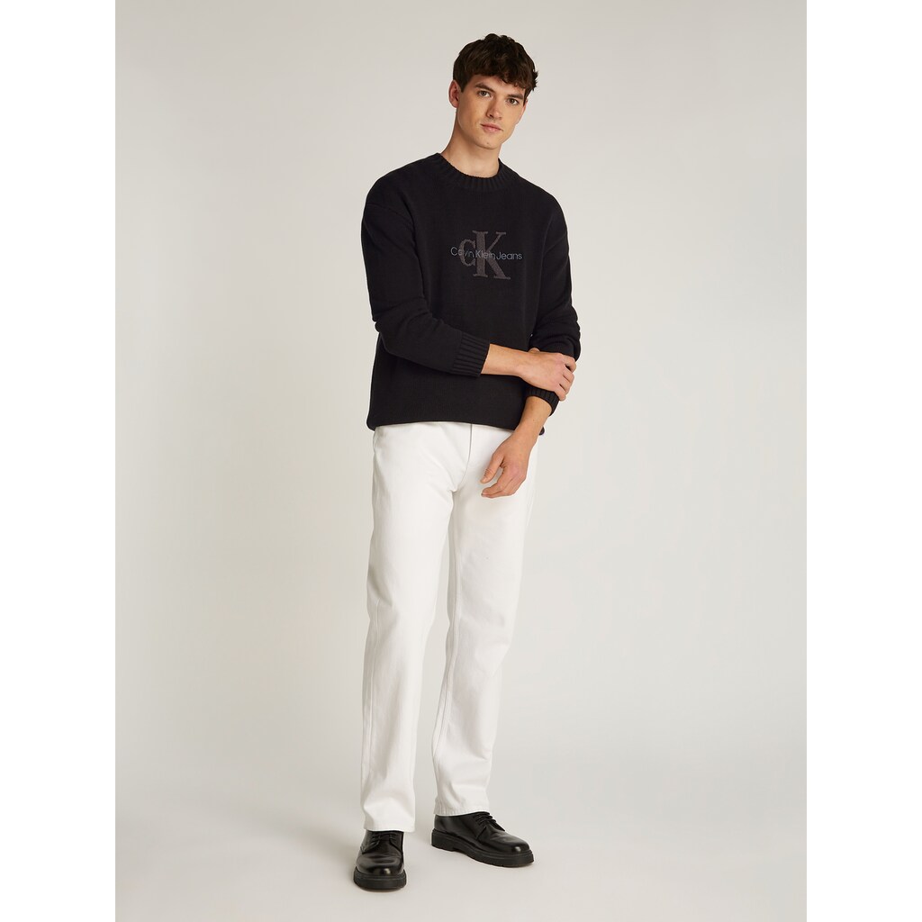 Calvin Klein Jeans Rundhalspullover »CHENILLE MONOLOGO SWEATER« Mit Logostickerei ▷ Bestellen
