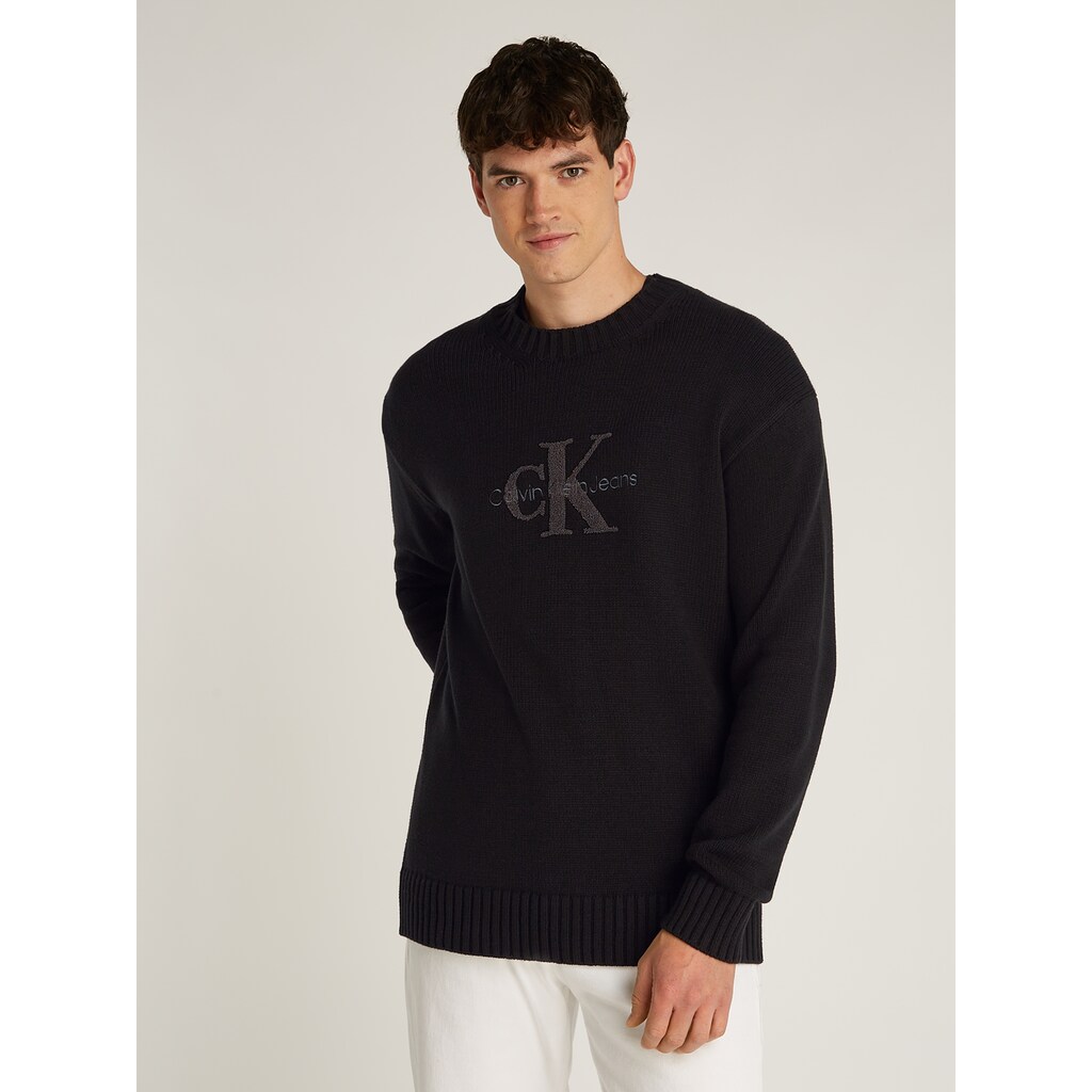Calvin Klein Jeans Rundhalspullover »CHENILLE MONOLOGO SWEATER« mit Logostickerei ▷ bestellen