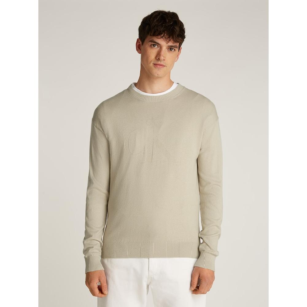 Calvin Klein Jeans Rundhalspullover »CK INTARSIA MIX STITCH SWEATER« mit Logostickerei ▷ kaufen