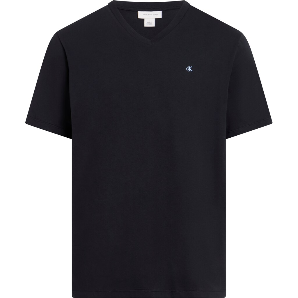Calvin Klein Jeans T-Shirt »SS SMOOTH CTTN SOLID VNECK TEE« mit Logostickerei