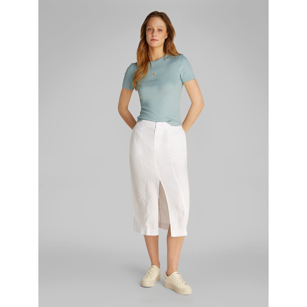 Calvin Klein Jeans T-Shirt »WOVEN LABEL RIB FITTED TEE« Mit Logo