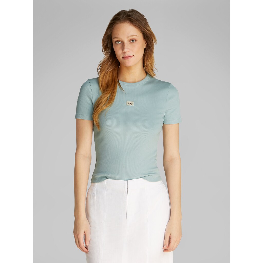 Calvin Klein Jeans T-Shirt »WOVEN LABEL RIB FITTED TEE« mit Logo