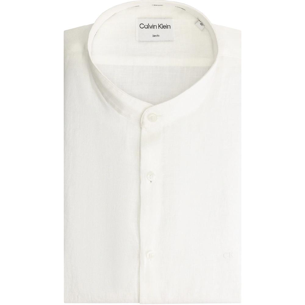 Calvin Klein Leinenhemd »LINEN STANDUP COLLAR SLIM SHIRT« in Unifarbe