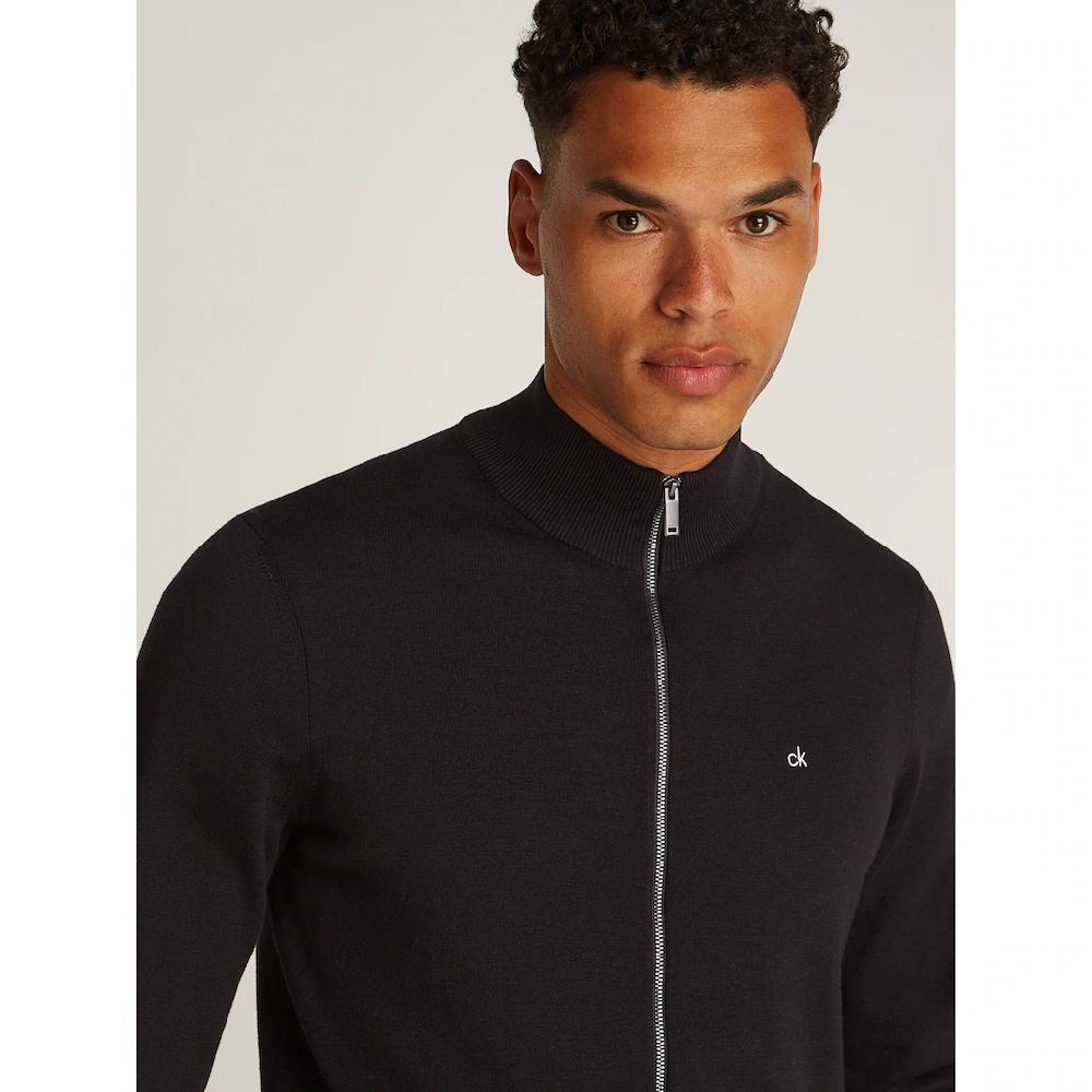 Calvin Klein Stehkragenpullover »COTTON SILK BLEND ZIP JACKET« Mit Logoprint ▷ Für