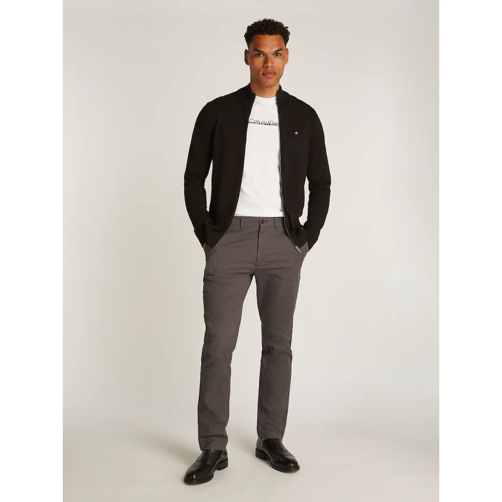 Calvin Klein Stehkragenpullover »COTTON SILK BLEND ZIP JACKET« Mit Logoprint ▷ Für