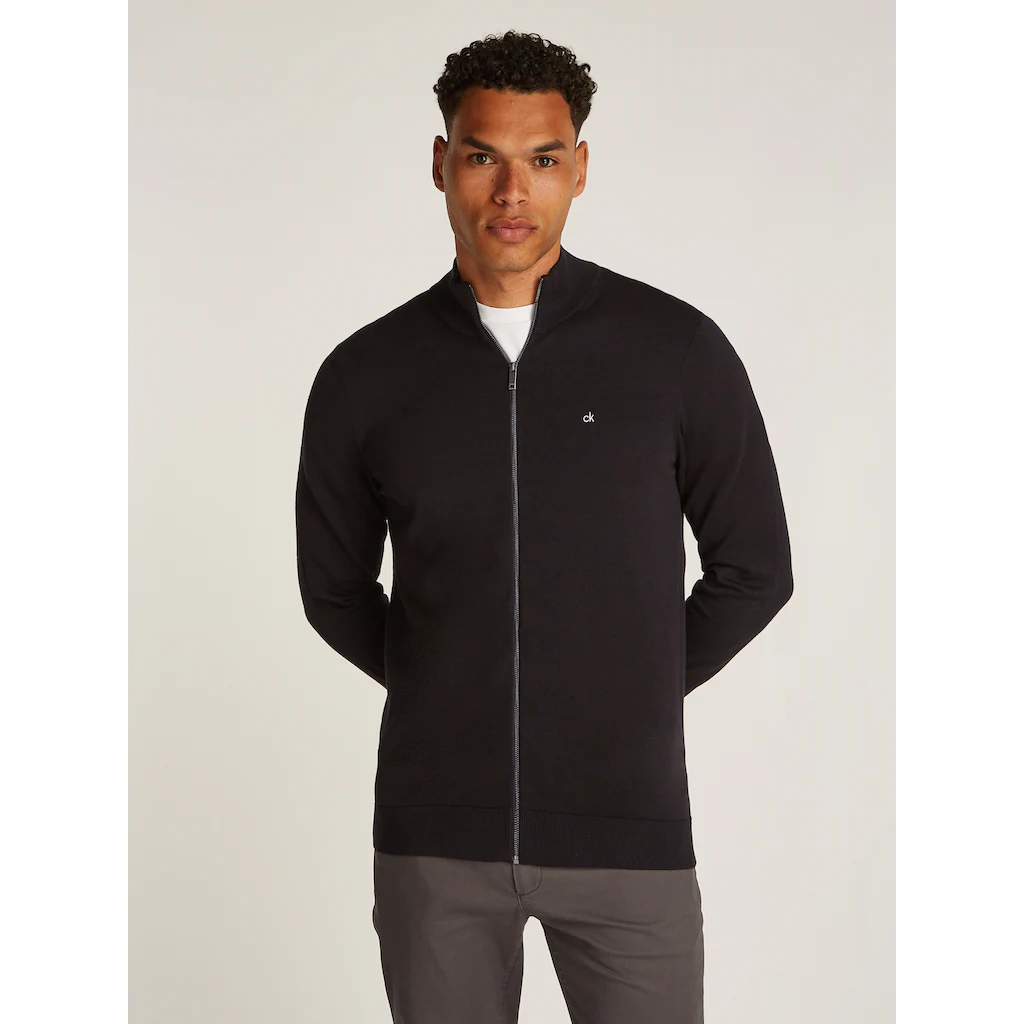 Calvin Klein Stehkragenpullover »COTTON SILK BLEND ZIP JACKET« mit Logoprint ▷ für