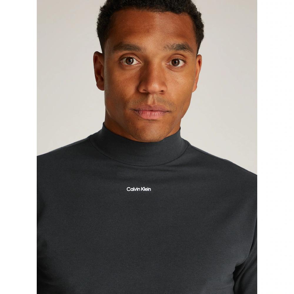 Calvin Klein Stehkragenshirt »NANO LOGO LS MOCK T-SHIRT« Mit Logoprint ▷ Für