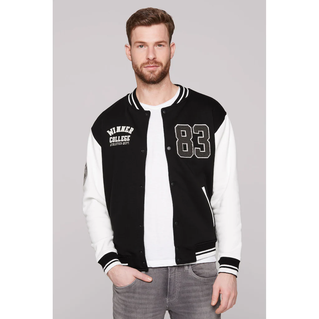 CAMP DAVID Collegejacke ohne Kapuze mit Druckknöpfen ▷ für