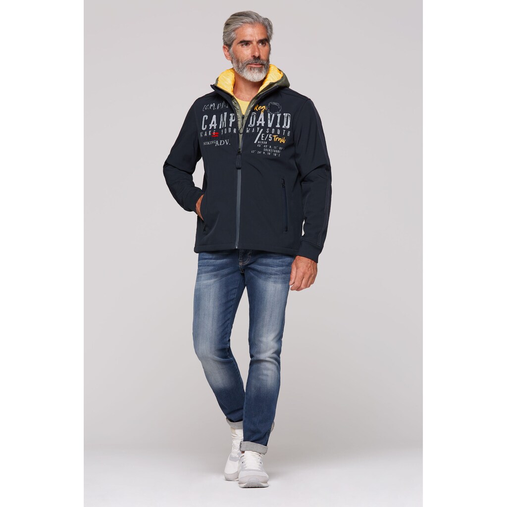 CAMP DAVID Softshelljacke Mit Kapuze Mit Verstellbarem Gummizug Im Saum ▷ Bestellen