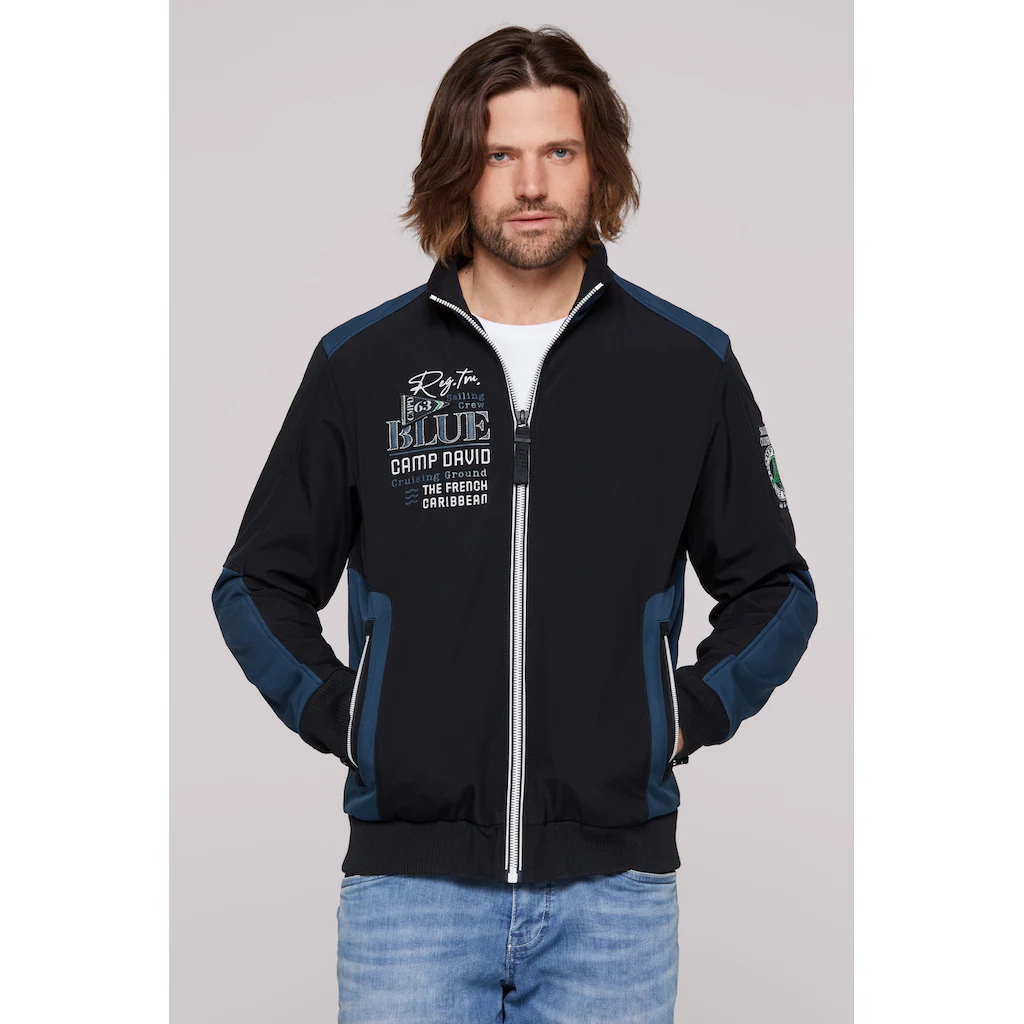 CAMP DAVID Softshelljacke ohne Kapuze mit Stehkragen ▷ für