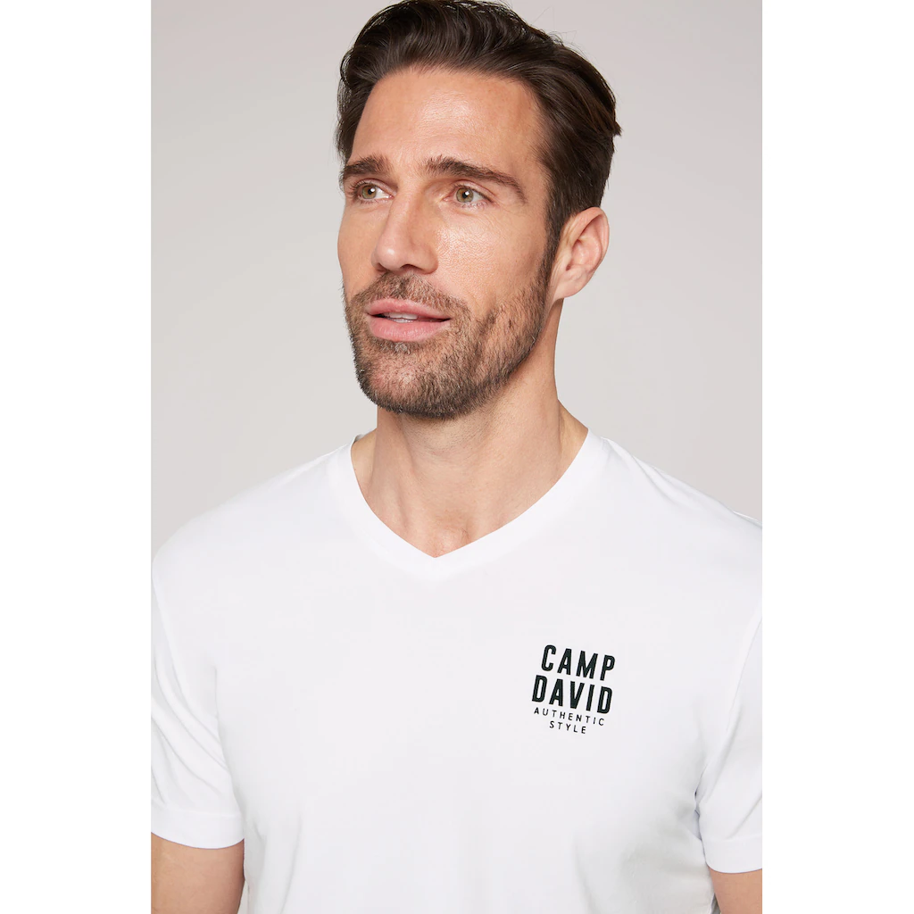 CAMP DAVID V-Shirt Mit Logo-Print Auf Der Brust ▷ Für